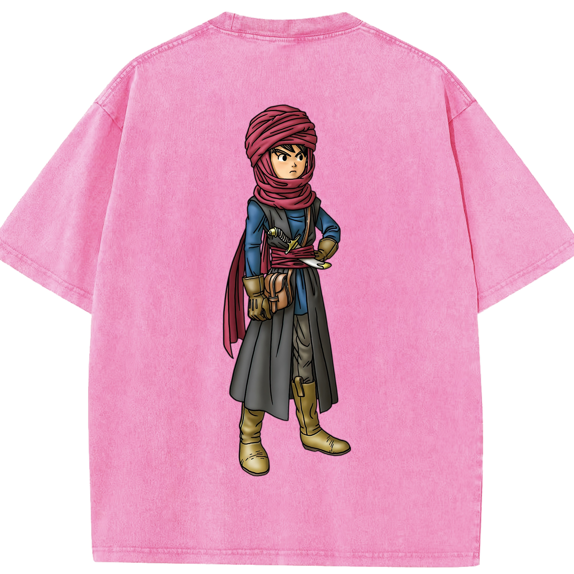 （画像用） ドラゴンクエスト Doragon Kuesuto Dragon Quest 綿100% ヴィンテージ風 半袖Tシャツ（背面プリント）